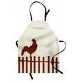 thumbnail image 1 of Fence Apron, Retro Style Silhouette of Rooster on Fence Sunrise Pastel Grunge Graphic, Unisex Kitchen Bib with Adjustable Neck for Cooking Gardening, Adult Size, Chestnut Brown Eggshell, by Ambesonne, 1 of 4