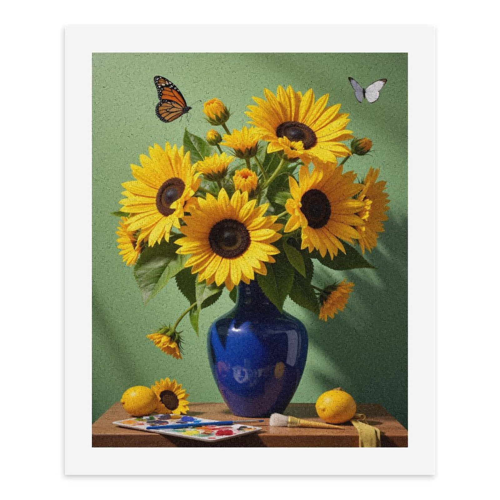 Paint By Numbers Kit for Adults Beginner - DIY Sunflowers Vase Art Butterflies Colors Canvas Painting Kits for Adults, Frameless Paint By Number for Adults for Home Wall Decor 16x20 Inch