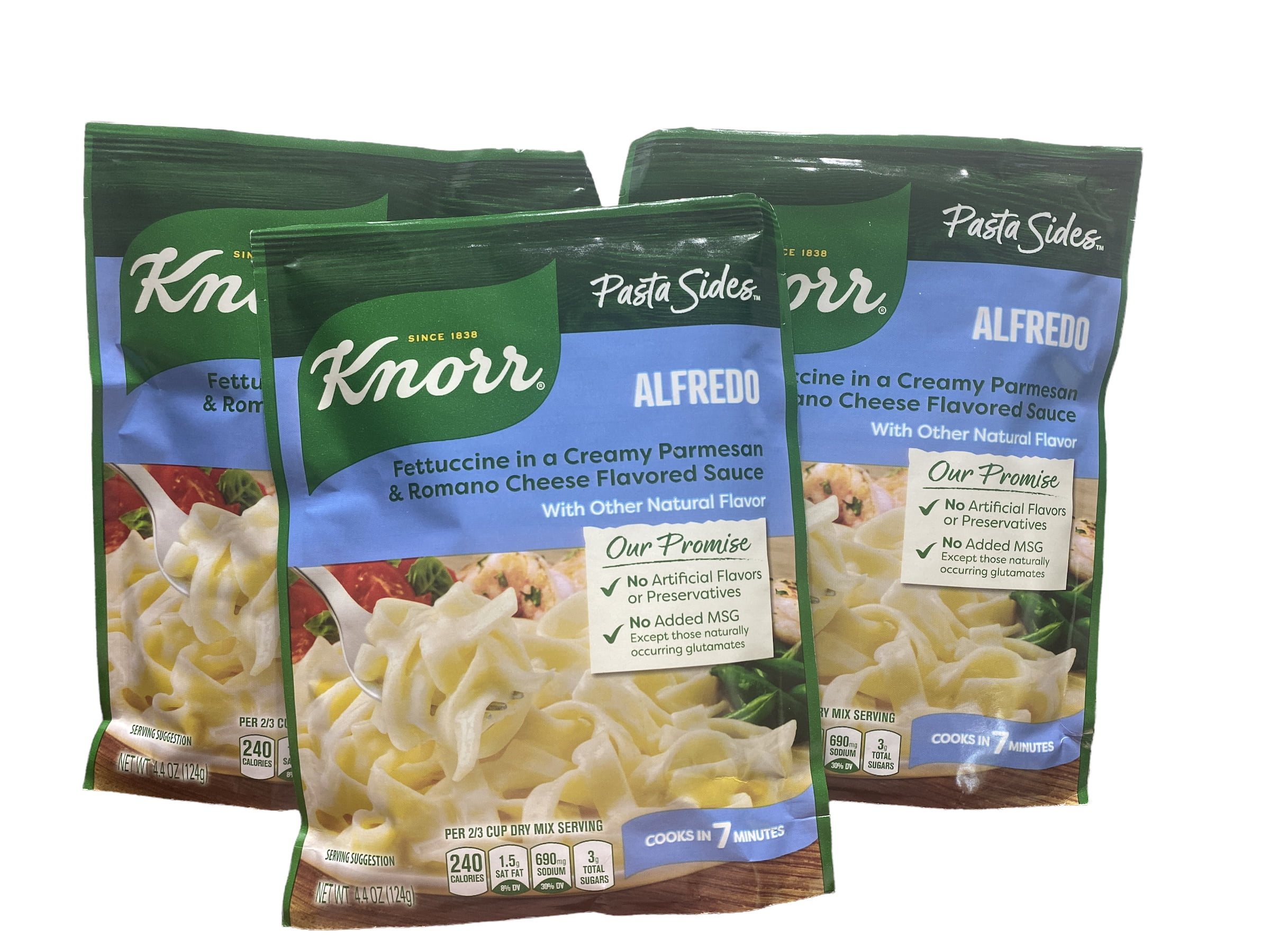 Knorr Pasta Sides For Delicious Quick Pasta Side Dishes Alfredo Fettuccine No Artificial Flavors, No Preservatives, No Added MSG 4.4 oz, Pack of 3