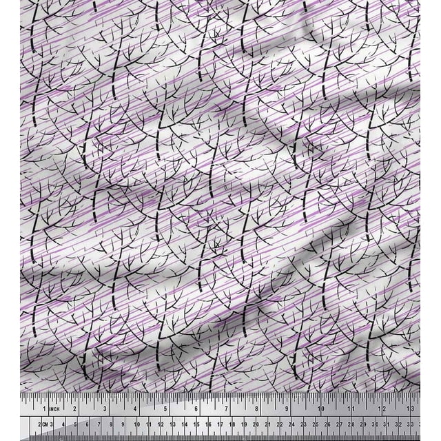 Soimoi Rayon Crepe Fabric Dry Tree Decor Fabric Printed Yard 46 Inch Wide