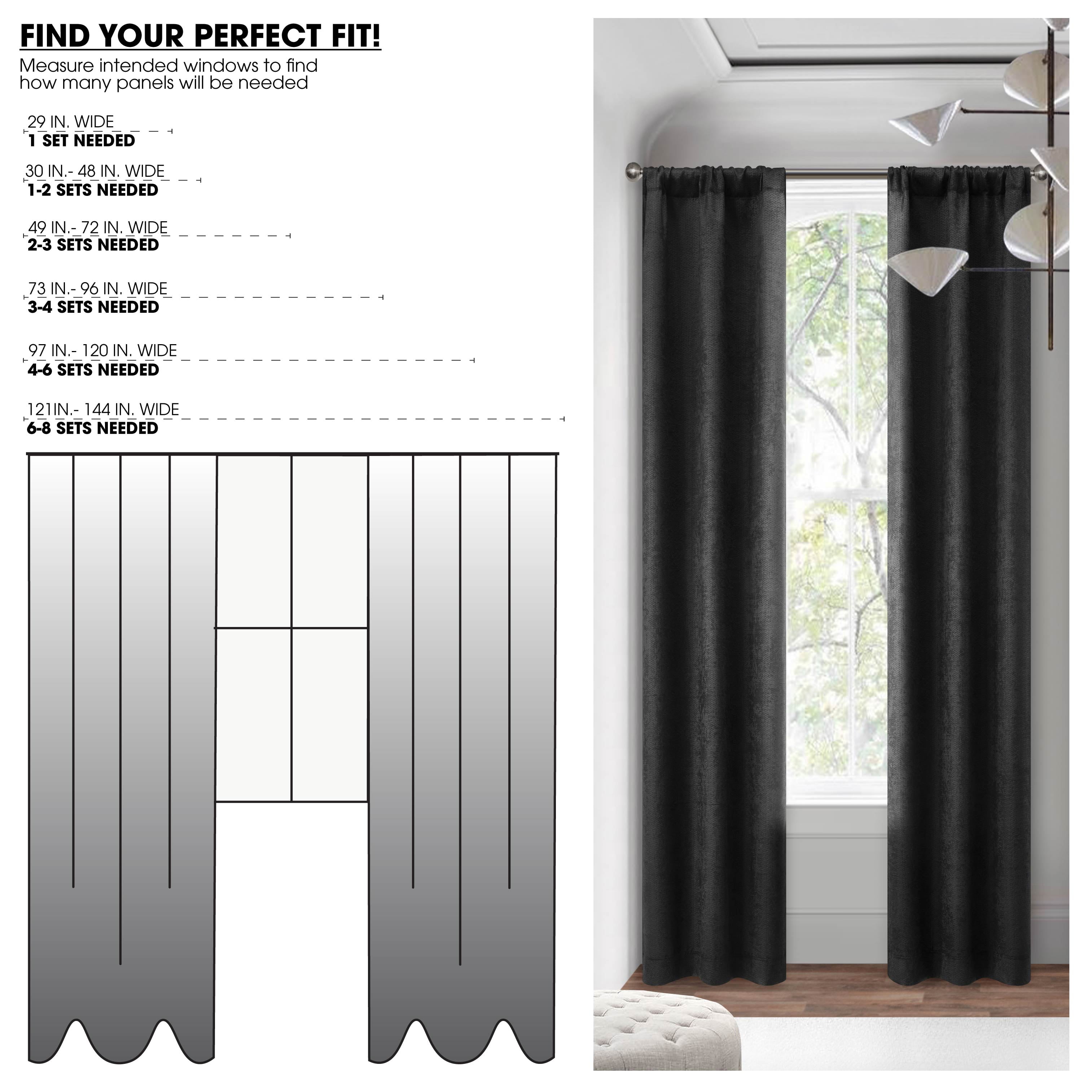 (4 pack) Mainstays 4 of a Kind Blackout Curtain Panels, Set of 4, Black, 28" W x 63" L