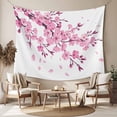 thumbnail image 2 of Pink Flowers Tapestry for Bedroom Wall Hanging Tapestry, Pastoral Botanical Blossom Tree Branches Ceiling Backdrop Tapestries Poster Blanket Wall Decor for Teens Room Living Room Dorm 59" x 90", 2 of 8