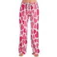 thumbnail image 2 of FrzhBrz Valentines Day Cotton Pajamas for Women Love Heart Printed Stretch Drawstring Wide Leg Lounge Pant Sleep Bottoms, 2 of 5