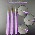 thumbnail image 3 of Fiber Tip Lash Tweezers,Non-Slip Tip Volume for Mega Volume Curved Boot Angled Tips Eyelash Tweezers For Fans Lash Applicator Tool, 3 of 5