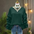 thumbnail image 4 of Women's Irregular Sleeve Sweatshirt, Fashion Oversized Pullover, Casual Loose Fit Crewneck Top, Drop Shoulder Long Sleeve Blouse, Trendy Streetwear Sweater for Women Blackish Green L, 4 of 7