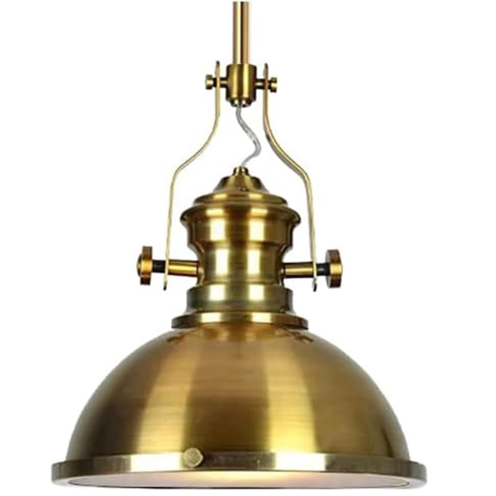 Hesmind Ceiling Pendant Light with Dia 12" Metal Shade and Diffuser Industrial Pendant Light Fixture for Kitchen Island Gold Farmhouse Pendant Light for Pool Tables Rod Hanging Pendant Fixture