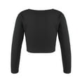 thumbnail image 2 of Alvivi Girls Knot Ruched Dance Wrap Crop Tops Ballet Wrap Shrug Sweater Gymnastics Cardigan Black 9-10, 2 of 5