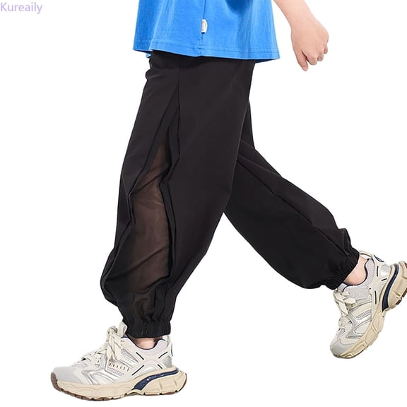 Kureaily Boys Athletic Jogger Pants With Side Mesh For Active Kids Comfortable Elastic Trousers For Daily Wear Pants 4-5 Years