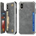 thumbnail image 3 of iPhone Xs/iPhone X Luxury PU Leather Wallet Case with Card Holder,2 Magnetic Clasp,Card Cash Slots,Stand Function Flip Wrist Lanyard Strap Back Case for iPhone X/iPhone Xs 5.8",Gray, 3 of 17