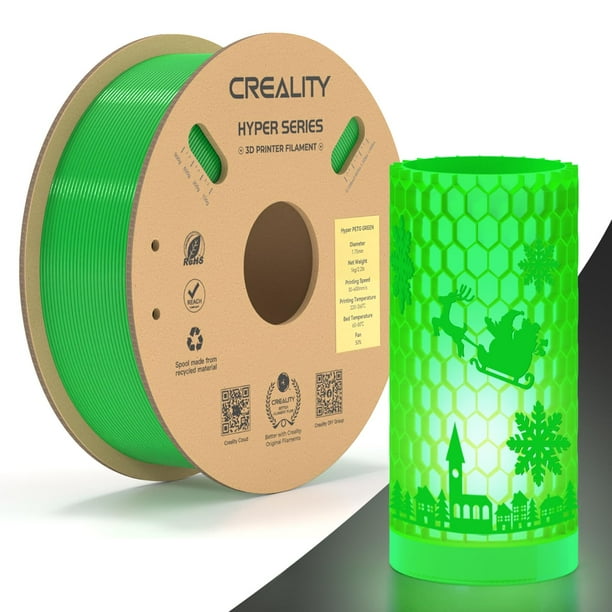 Filamento para impresora 3D Creality Hyper PETG, 1,75 mm, 1 kg (verde)