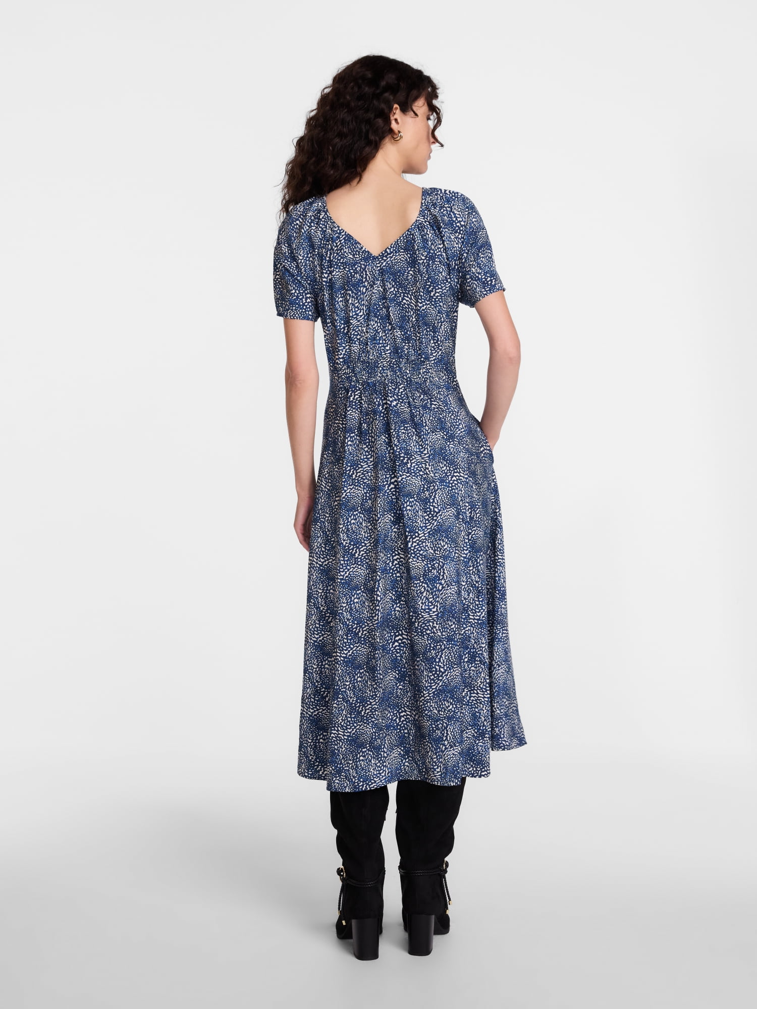 Scenario Women's and Women's Plus Puff Sleeve Seamed Dress, Sizes XS-4X