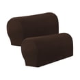 thumbnail image 3 of Funda de reposabrazos de felpa suave, antideslizante, para silla, sofá, funda elástica para el hogar y la oficina. Café oscuro, 3 of 9