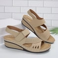thumbnail image 4 of Women's Sandals Wedge Breathable Open Toe Summer Trendy Solid Color Ankle Strap Women Footwear Women's Fashionable Casual Versatile Summer Fashion Beach Shoes Beige 5.5, 4 of 9