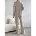 thumbnail image 5 of Womens Two Piece Lounge Sets Long Sleeve Knit Pullover Tops Wide Leg Pants Fall Pajamas Sets, 5 of 5