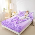 thumbnail image 4 of jejeloiu Purple Diamond Butterfly Bed Sheets,Leopard Cheetah Pattern King Sheets,Purple Sparkling Print Sheet Set For Girl,Microfiber Bedroom Decor,4-Piece, 4 of 7