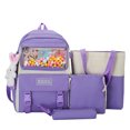 thumbnail image 2 of Back to school Saving!Fnyoxu Backpack Large Capacity Backpack Four Piece Canvas Backpack Set Large Capacity Canvas Backpack Outdoor Travel Backpack(Purple), 2 of 6