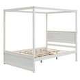 thumbnail image 5 of imerelez Wood Canopy Bed with two Drawers, Full Size Canopy Platform bed With Support Slats .No Box Spring Needed, Brushed White, 5 of 9