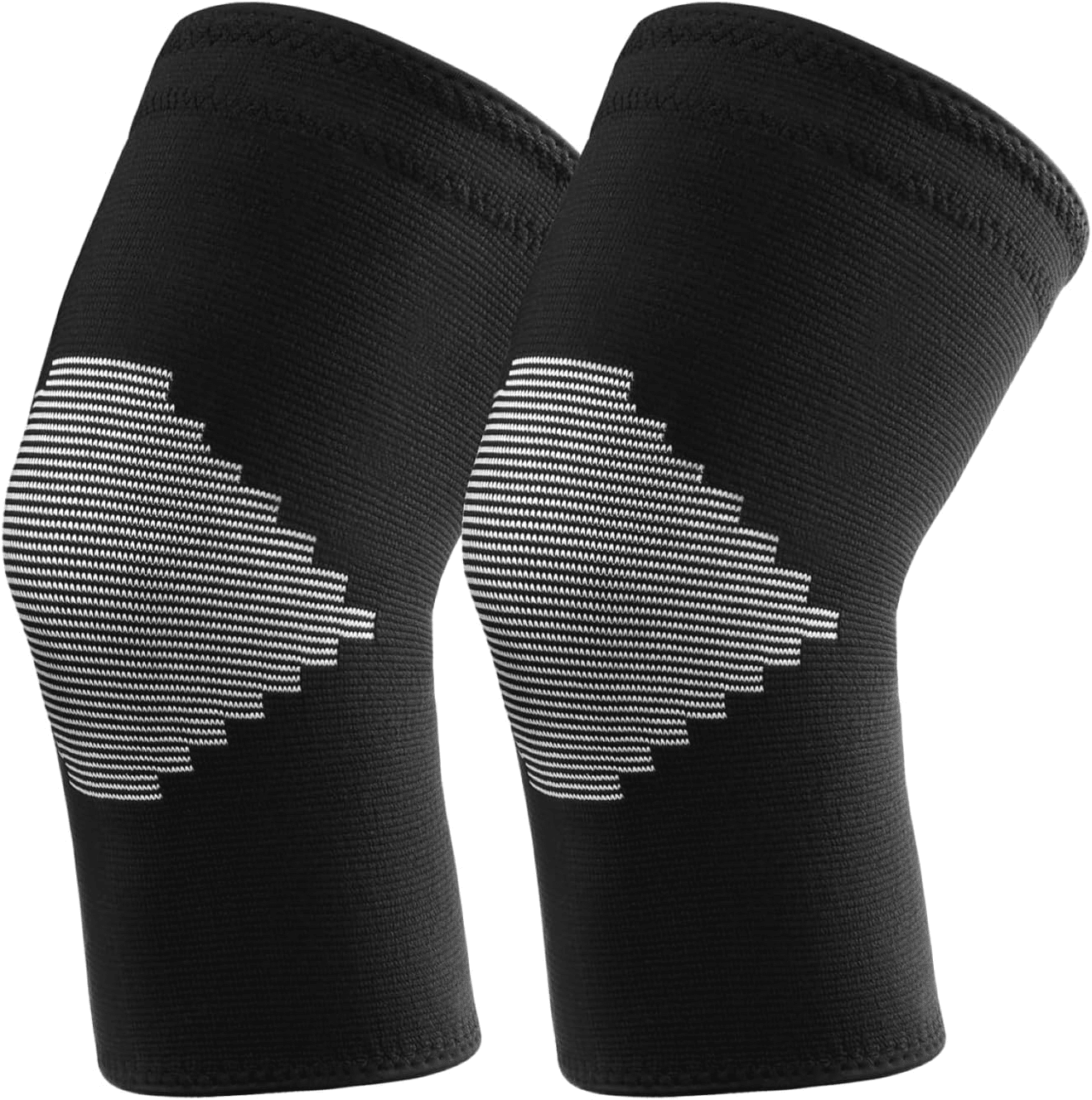 Lot de 2 Manchons de Compression Premium pour Genou Soulagement de la Douleur, Soutien des Articulations, Récupération des Blessures, Stabilise le LCA, le MCL, le Ménisque, la Tendinite, Idéal pour la Course, le Gym, le Mode de Vie Actif, Noir