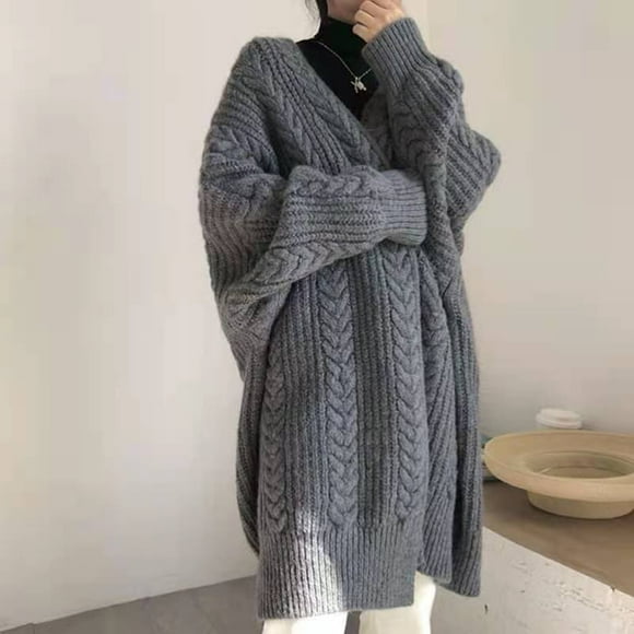 IMENGL Custom knit sweater female thick thread, Gray One Size, Size One Size