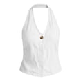 thumbnail image 5 of Noric Women's Halter Tank Tops Sleeveless Summer Casual Cotton Linen V Neck Loose Fit Tops, 5 of 7