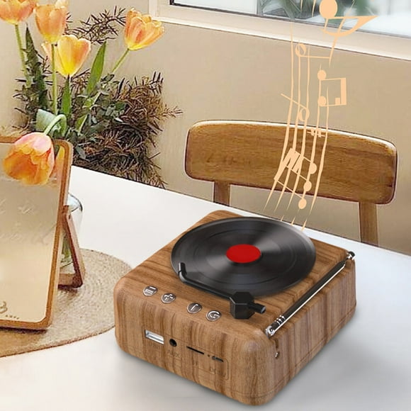 Clearance Vinyl Record Player Turntable with Built-in Bluetooth Receiver Portable Retro Record Player for Entertainment and Home Decoration