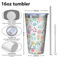 thumbnail image 4 of 16oz Tumblers Pioneer Flower Stainless Steel Vacuum Insulated Double Wall Travel Tumbler Cups Mug with Lid and Straw,Cleaning Brush for Coffee,Tea, 4 of 4
