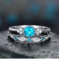 thumbnail image 1 of Anillo de moda con circonitas para mujer, anillo de dos piezas con microesmeralda, joyería, 1 of 6
