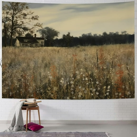 Fenyluxe  Wildflowers Field Tapestry,Antique Wildflower Country Farmhouse Tapestry,Vintage Art Decor Rustic Aesthetic Tapestry Wall Hanging for Living Room Bedroom Dorm 40x30inch