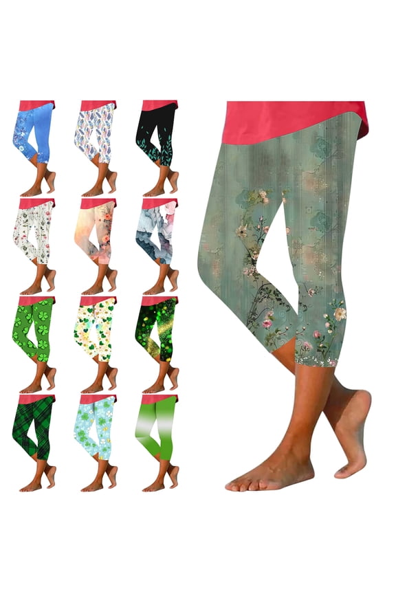 Womens Capri Leggings Casual Cropped High Waist Yoga Pants Comfy Stretchy Legging Pant Workout Compression Tights Multicolor XXXL