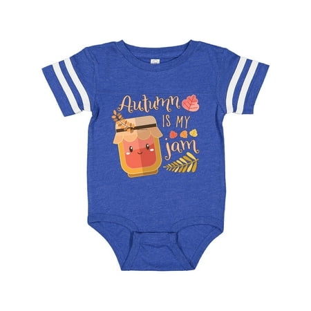 

Inktastic Autumn Is My Jam with Cute Jar and Fall Leaves Gift Baby Boy or Baby Girl Bodysuit