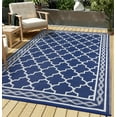 thumbnail image 4 of Garvee Outdoor Rug 9x18ft Waterproof for Patios, Reversible Plastic Straw Rug Camping Carpet Mats for RV, Picnic, Backyard, Deck, Balcony, Porch, Beach, Dark Blue & White, 4 of 8