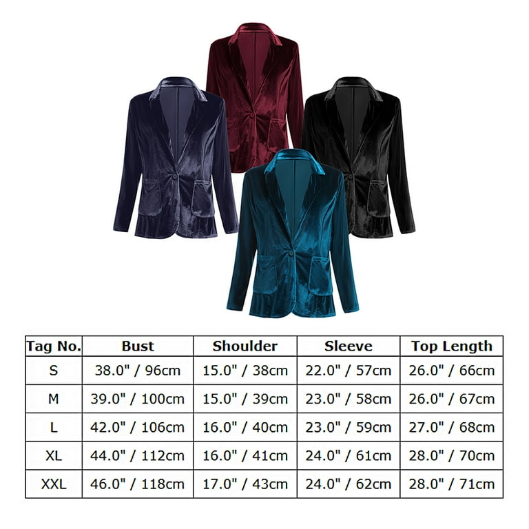 IBTOM CASTLE Women's Velvet Blazer Jacket Long Sleeve Lapel Open