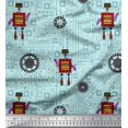 thumbnail image 1 of Soimoi Green Moss Georgette Fabric Cartoon Machine & Gear Parts Hardware Decor Fabric Printed Yard 42 Inch Wide, 1 of 3