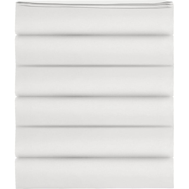 Mocassi Drap Plat 1500 Fils, Lot de 6, Lit Simple, Blanc