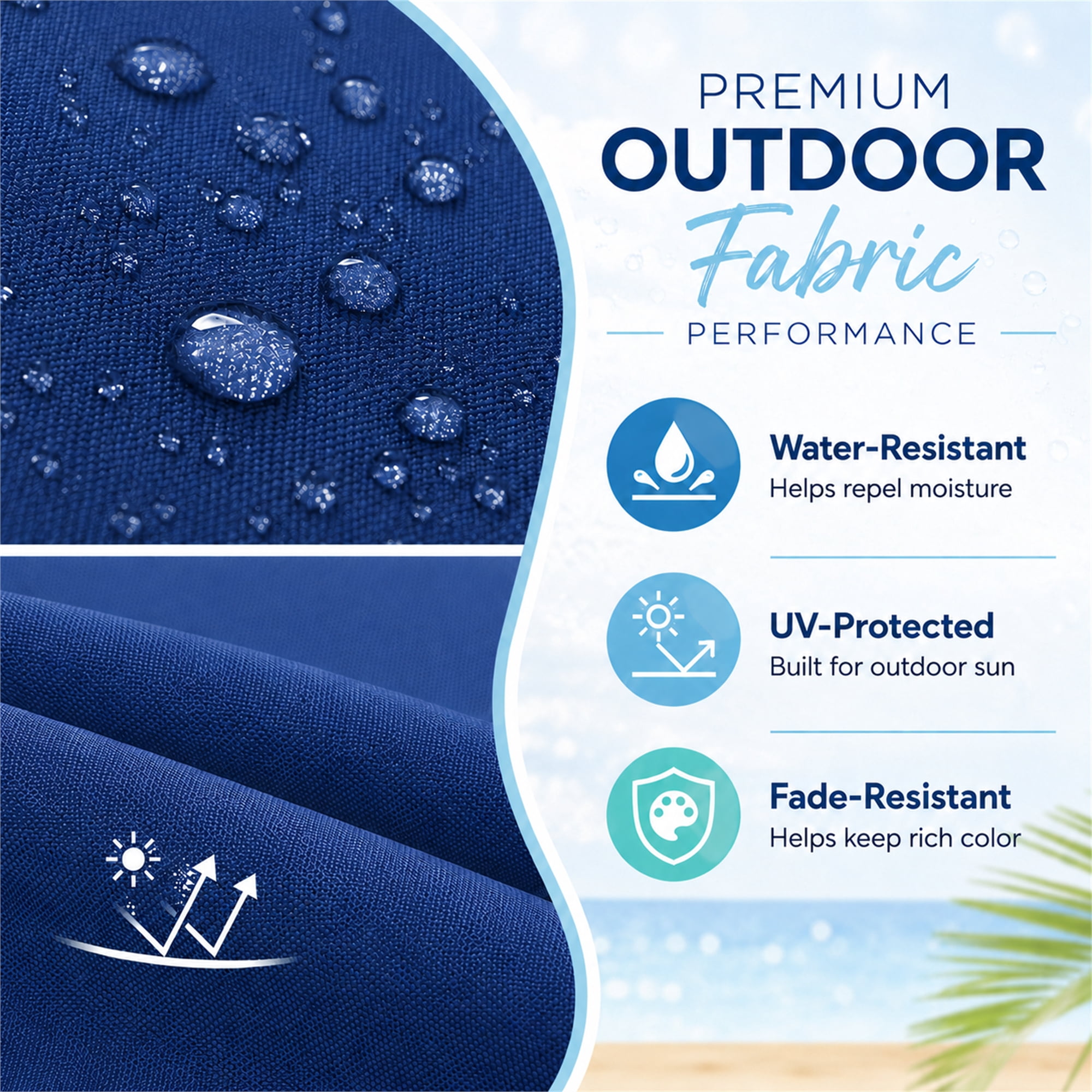 Millsilo Outdoor Chaise Lounge Cushion, 72" x 21" x 3" Patio Lounge Chair Cushion, Water-Resistant UV-Protected Replacement Cushion with High Density Foam, Blue