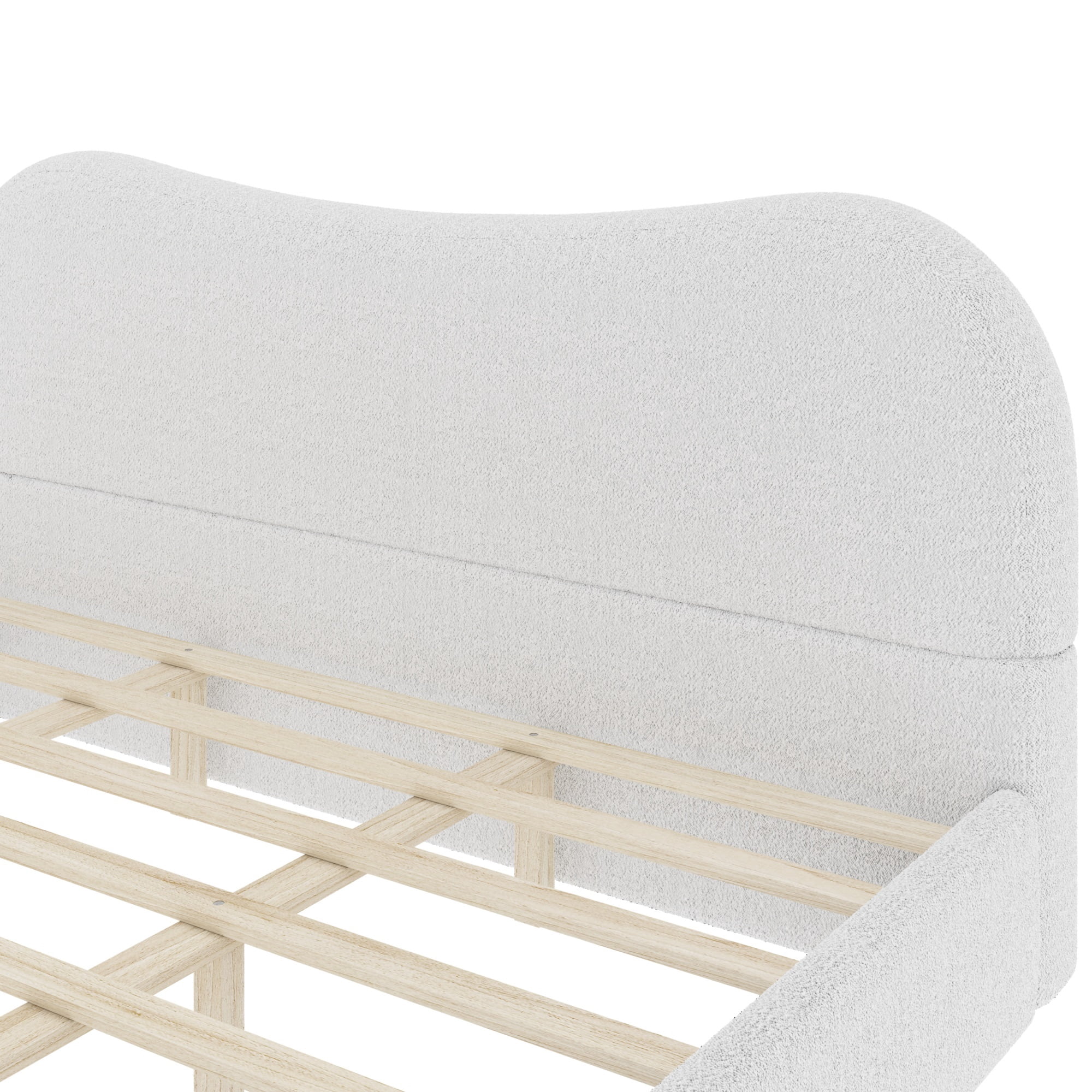 Euroco Upholstery King Size Platform Bed, White