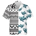 thumbnail image 3 of Camisa hawaiana con estampado 3D de tiburón divertido para hombre, blusa con gráfico de animales, camisas hawaianas informales de verano para vacaciones, blusa con solapa de surf de manga corta, 3 of 5