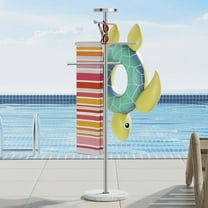 KES Natural Marble Outdoor Towel Rack with Weighted Marble Base, Pool Towel Rack Outdoor for Hot Tub 18/8 Stainless Steel, Adjustable 3 Arms with Storage Tray Brushed