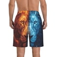 thumbnail image 3 of KLL Red And Blue Fire Lion Men's Casual Summer Beach Shorts Hawaiian Shorts with Pockets-3X-Large, 3 of 5