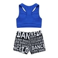thumbnail image 4 of DPOIS Kids Girls Athletic Workout Outfit Tank Tops with Shorts Set for Exercise Blue&Black 3-4, 4 of 7
