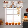 thumbnail image 6 of Thanksgiving Gnome Valances for Windows, 42 x 18in, Pumpkin Fall Maple Leaf Wood Grain Rod Pocket Kitchen Valance Curtain Light Filtering Window Treatments for Living Room Bedroom, 1 Panel, 6 of 7