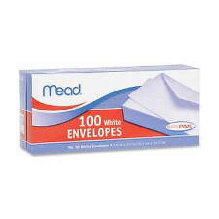 Mead Plain White Envelopes - Business - #10 - Gummed - 100 / Box - White | Bundle of 5