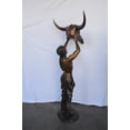 thumbnail image 6 of Nifao Indian Man Holds a Buffalo Skull Bronze Statue – Outdoor Garden Decor Sculpture, 29"L x 23"W x 72"H, 6 of 11