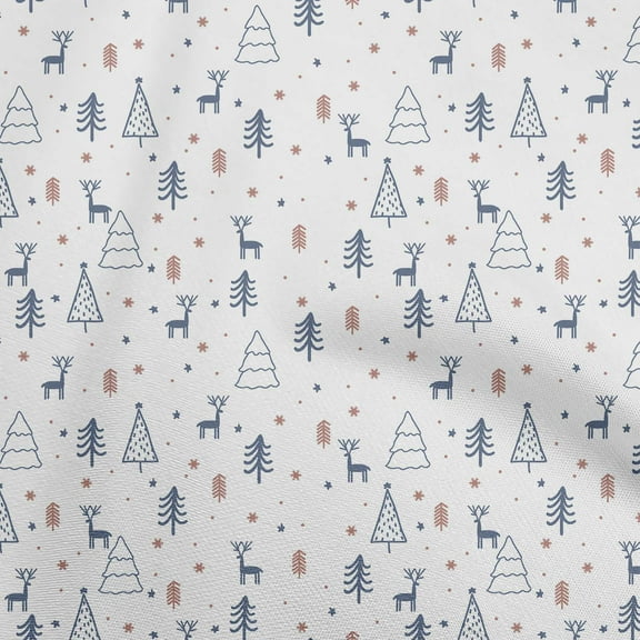 oneOone Cotton Silk White Fabric Christmas Doodle Sewing Fabric By The Yard Printed Diy Clothing Sewing Supplies 42 Inch Wide