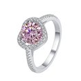 thumbnail image 2 of Anillo de moissanita para mujer, 1 quilate, para pareja, compromiso, boda, color rosa, tesoro, anillo de plata de ley 925, 2 of 5