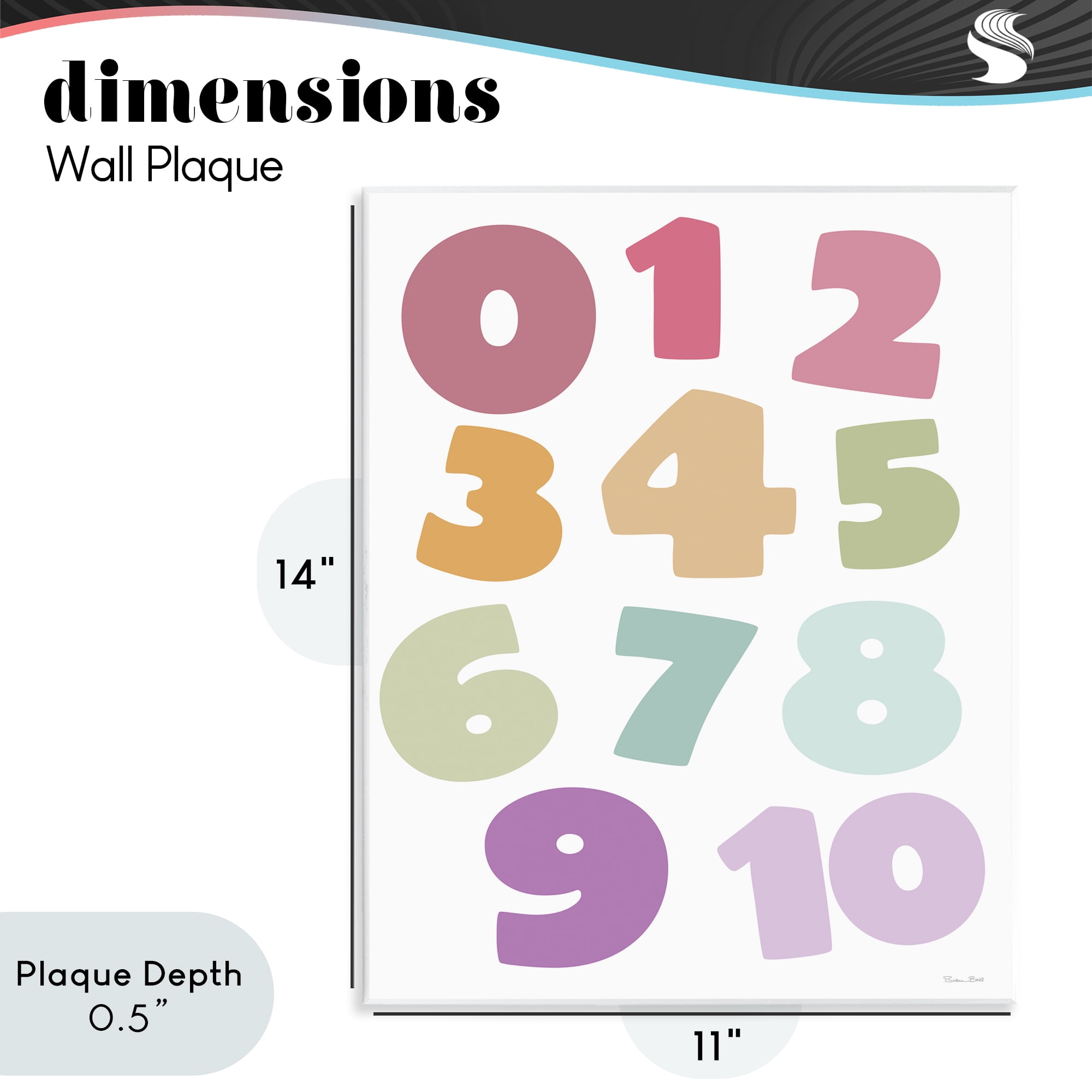 Stupell Industries Muted Counting Numbers Wall Plaque Art, design by Susan Ball