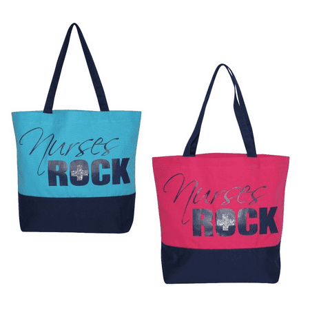 Nurses Rock Tote, Canvas with Bling