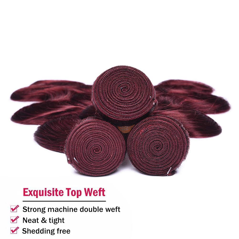 Ustar Human Hair Bundles 99j Burgundy Bundles Body Wave 100% Unprocessed Human Hair 10“