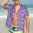 thumbnail image 4 of KLL Men's Hawaiian Shirt Short Sleeve Button Down Beach Shirts-Pugs and Flowers, 4 of 6
