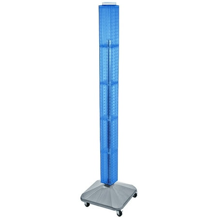 

Azar Displays 700226-BLU Blue Four-Sided Pegboard Tower Floor Display on Revolving Wheeled Base. Spinner Rack Tower. Panel Size: 4 W x 60 H